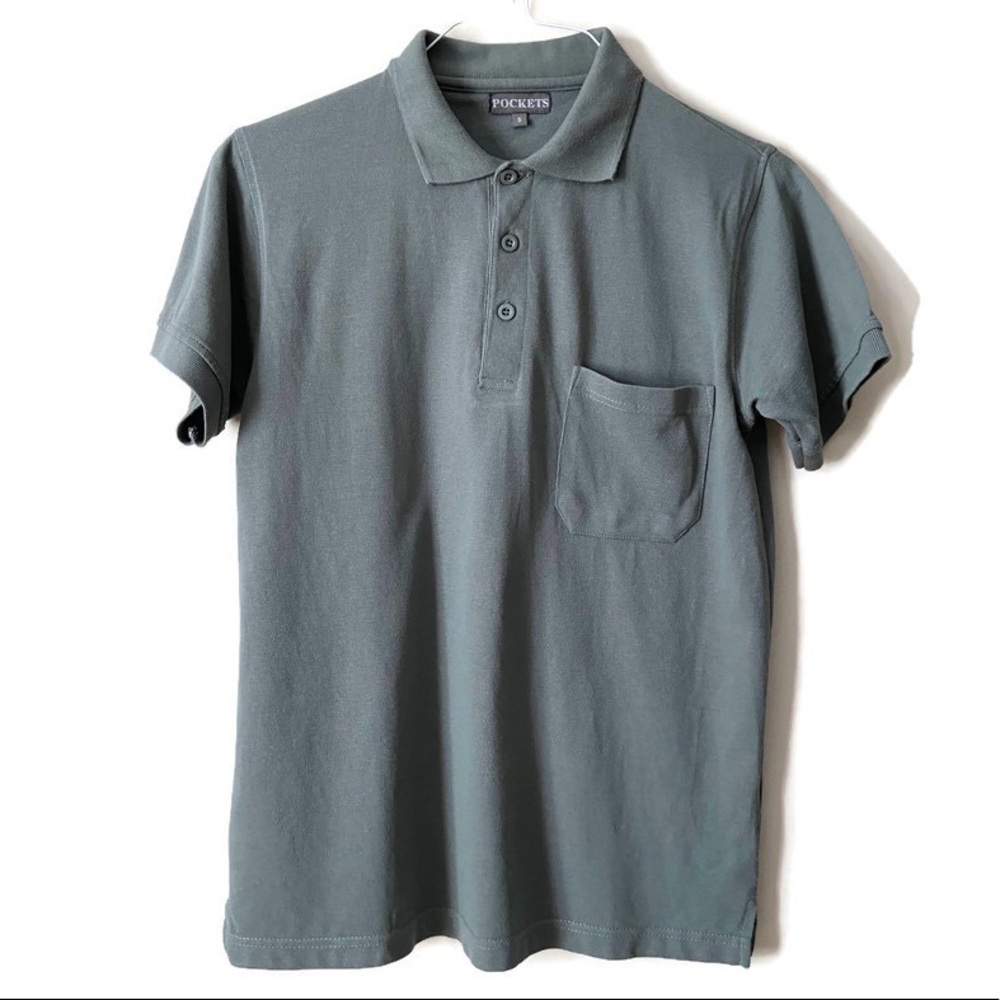 Men’s Short Sleeves Moss Green Polo Shirt,  Small